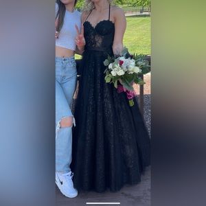 Black sequin prom dress. only wore once perfect condition